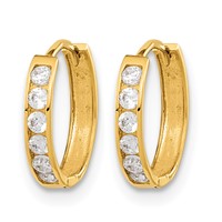 14K Madi K CZ 2x11mm Hinged Hoop Earrings view 2
