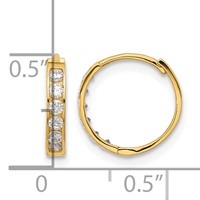 14K Madi K CZ 2x11mm Hinged Hoop Earrings view 3