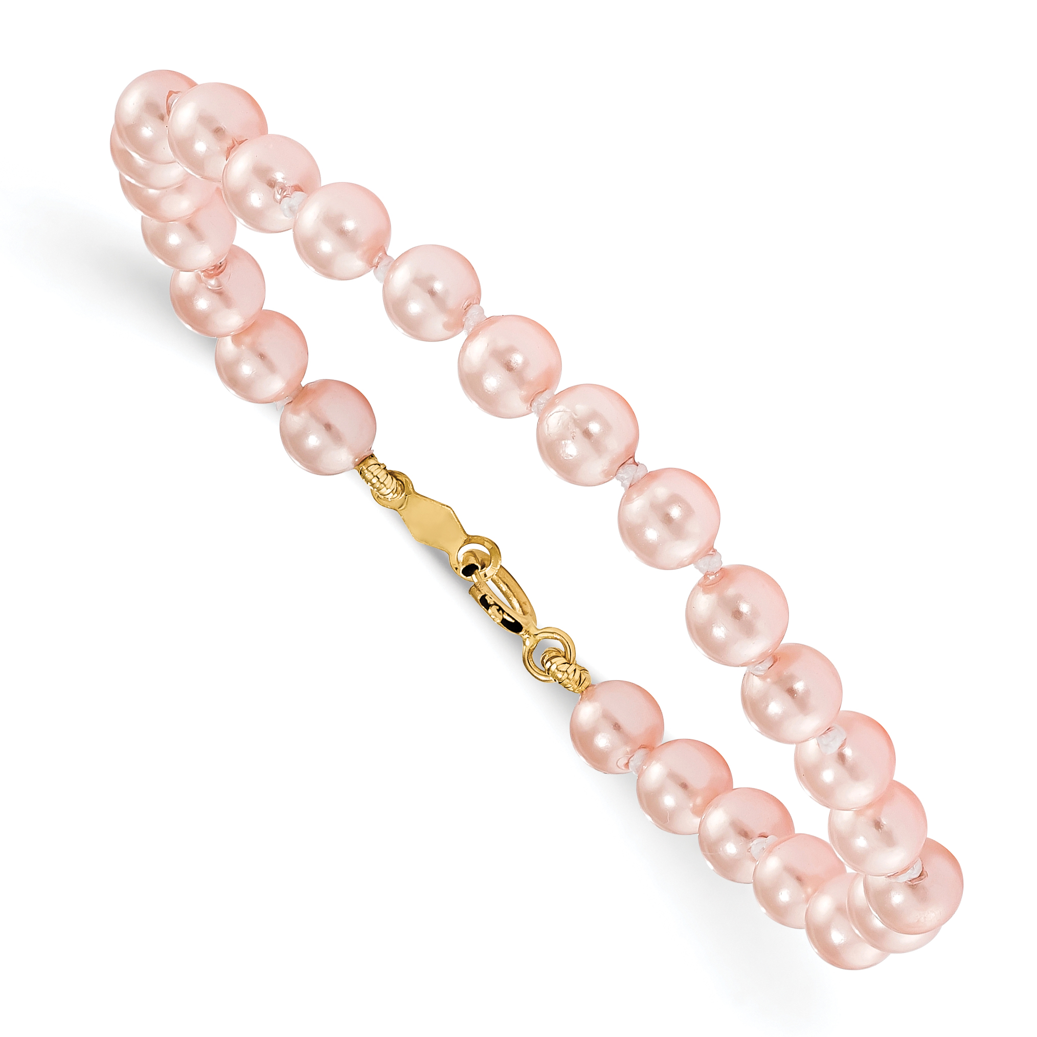 14k Madi K 4.5mm-5.5mm Pink Imitation Shell Pearl 5.25 inch Bracelet (GK558-5.25)