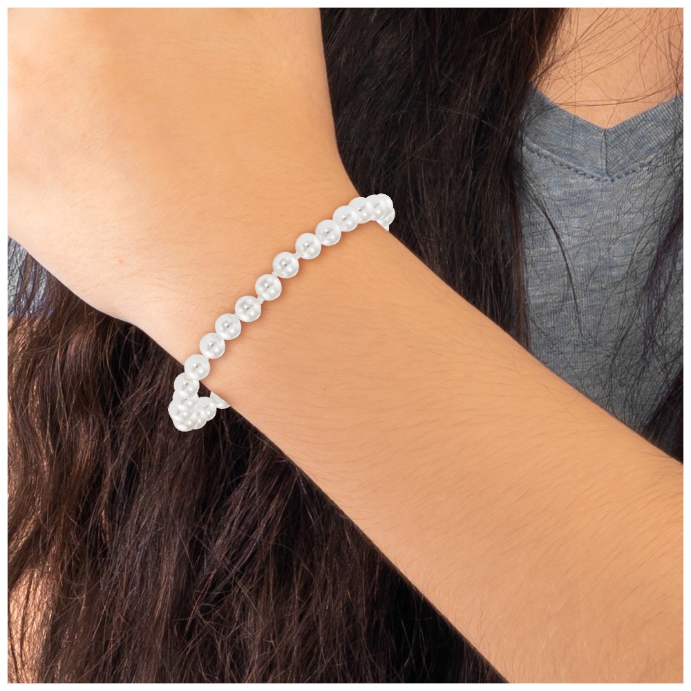 14k Madi K 4.5mm-5.5mm White Imitation Shell Pearl 5.25 inch Bracelet (GK559-5.25)