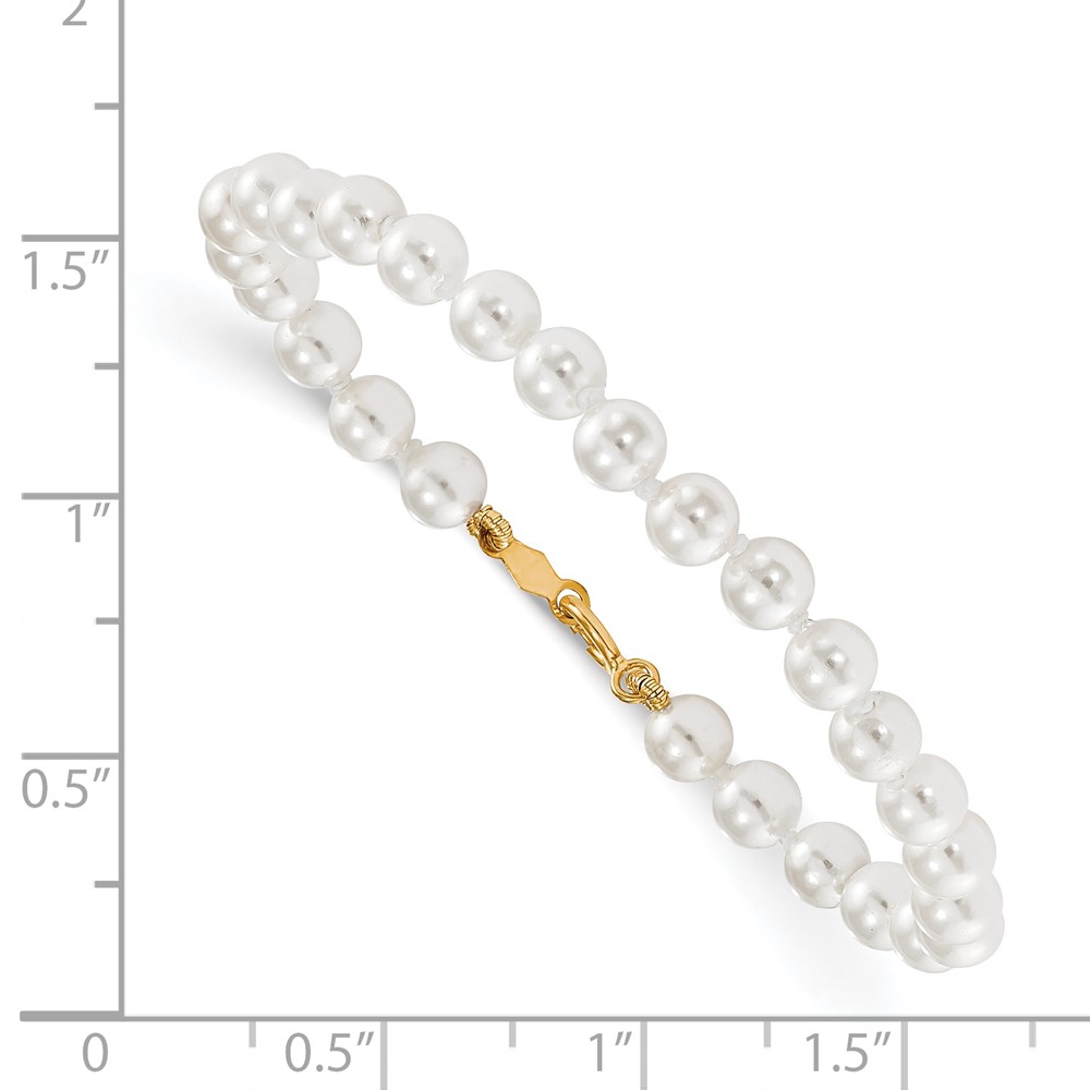 14k Madi K 4.5mm-5.5mm White Imitation Shell Pearl 5.25 inch Bracelet (GK559-5.25)