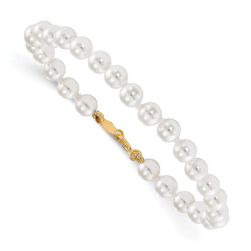 14k Madi K 4.5mm-5.5mm White Imitation Shell Pearl 5.25 inch Bracelet (GK559-5.25)