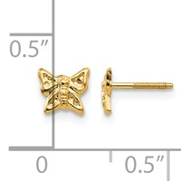 14K Yellow Gold Madi K Butterfly Screwback Post Earrings view 4