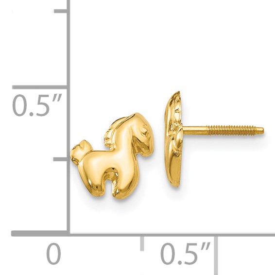14k Madi K Pony Childrens Screwback Post Earrings