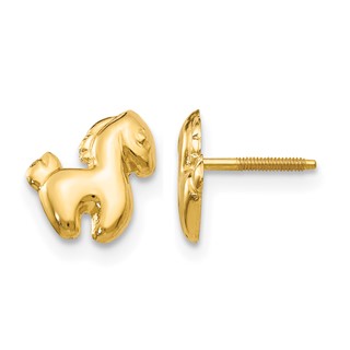 14k Madi K Pony Childrens Screwback Post Earrings