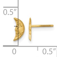14K Yellow Gold Madi K Moon Earrings with Face Screwback Post view 3