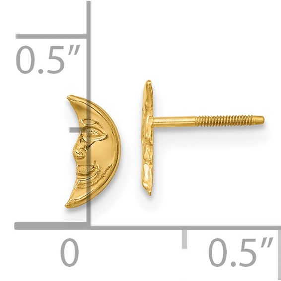 14k Madi K Moon with Face Childrens Screwback Post Earrings