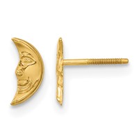 14K Yellow Gold Madi K Moon Earrings with Face Screwback Post view 1