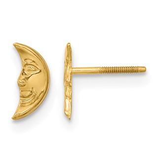 14k Madi K Moon with Face Childrens Screwback Post Earrings