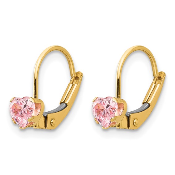 14k Madi K 4mm Pink CZ Childrens Leverback Earrings