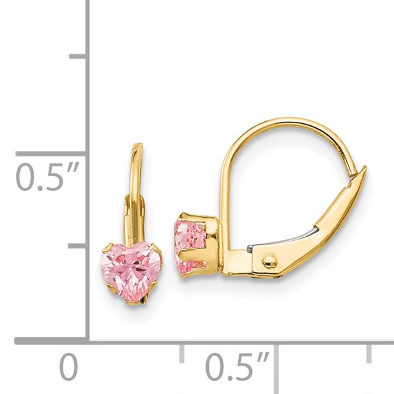 14k Madi K 4mm Pink CZ Childrens Leverback Earrings
