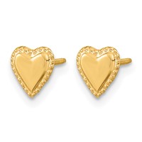 14K Yellow Gold Madi K 8.00mm Heart Post Earrings view 2