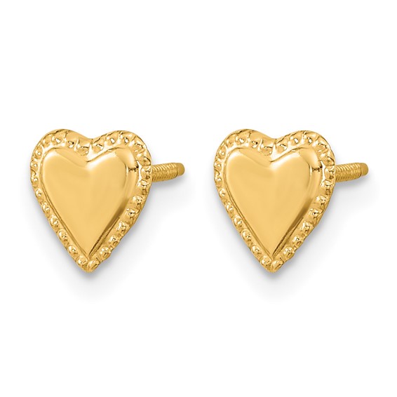 14k Madi K 8.00mm Heart Childrens Post Earrings