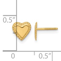 14K Yellow Gold Madi K 8.00mm Heart Post Earrings view 3