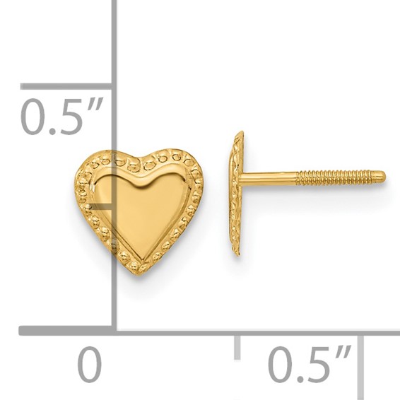 14k Madi K 8.00mm Heart Childrens Post Earrings