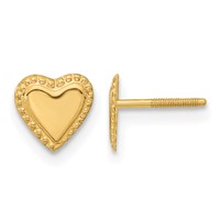 14K Yellow Gold Madi K 8.00mm Heart Post Earrings view 1