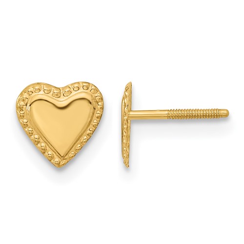 14K Yellow Gold Madi K 8.00mm Heart Post Earrings