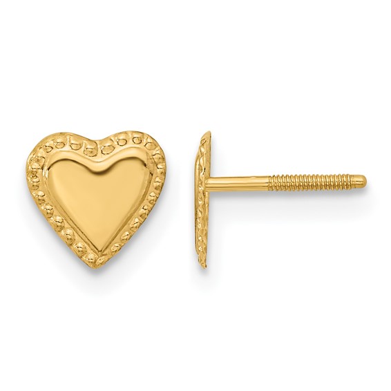 14k Madi K 8.00mm Heart Childrens Post Earrings