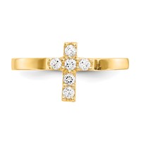 14K Yellow Gold Madi K CZ Cross Ring view 4