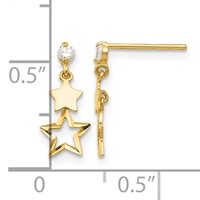 14K Yellow Gold Madi K CZ Polished Star Post Dangle Earrings view 4