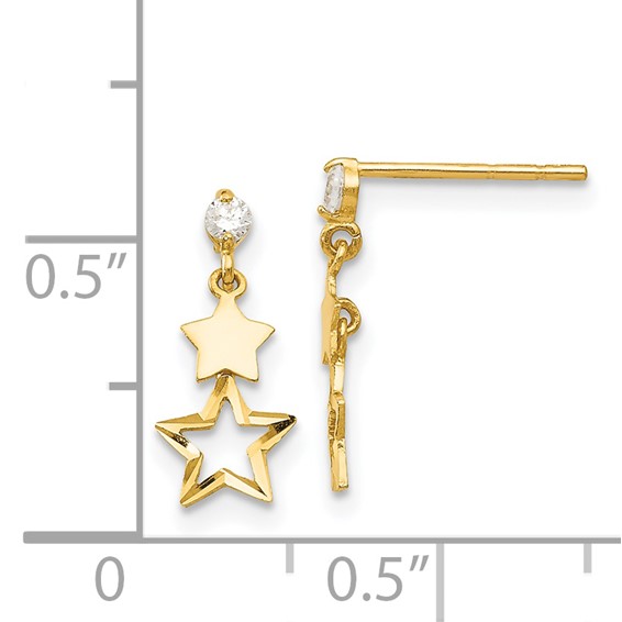 14k Madi K CZ Polished Star Childrens Post Dangle Earrings