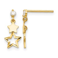 14K Yellow Gold Madi K CZ Polished Star Post Dangle Earrings view 1