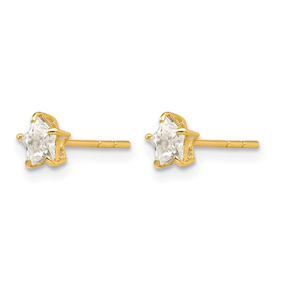 14k Madi K CZ 4mm Star Childrens Post Earrings