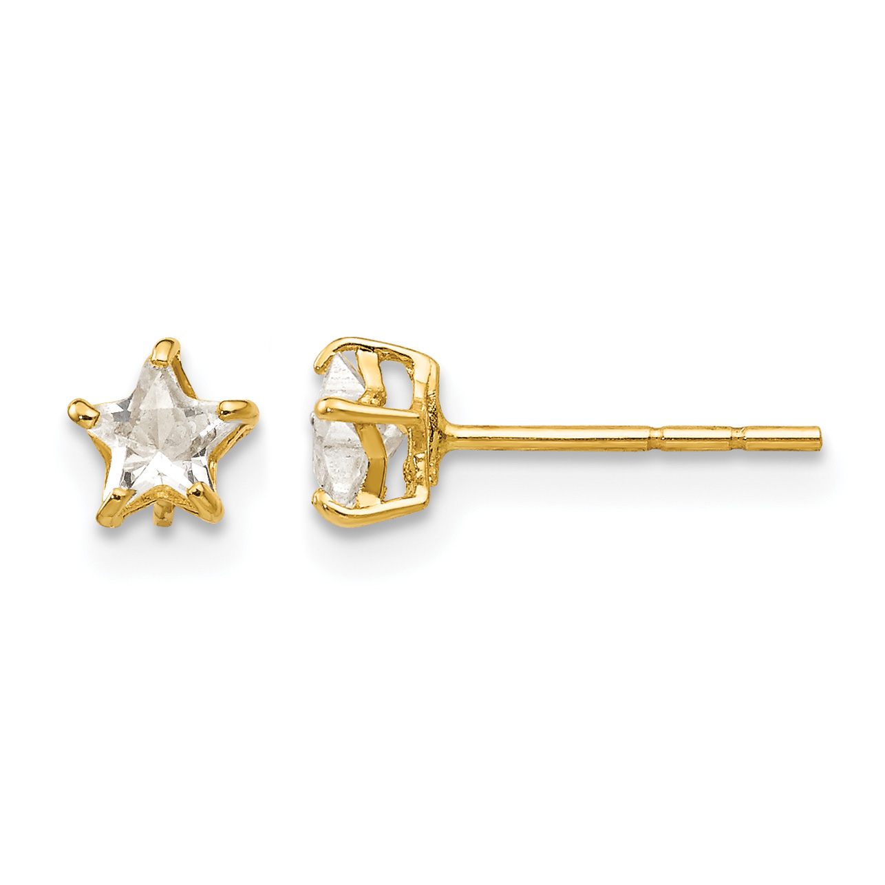 14k Madi K CZ 4mm Star Post Earrings (GK597)