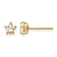 14K Yellow Gold Madi K CZ 4mm Star Post Earrings view 1