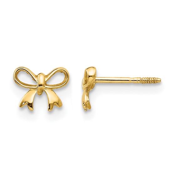14k Madi K Bow Childrens Post Earrings