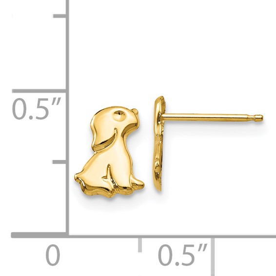 14k Madi K Sitting Dog Childrens Post Earrings