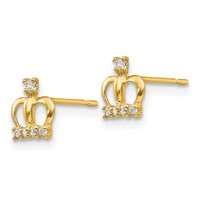 14K Yellow Gold Madi K CZ Crown Post Earrings view 2