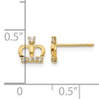 14K Yellow Gold Madi K CZ Crown Post Earrings view 4