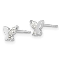 14K White Gold Madi K CZ Butterfly Post Earrings view 2