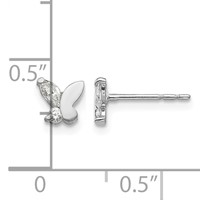 14K White Gold Madi K CZ Butterfly Post Earrings view 4