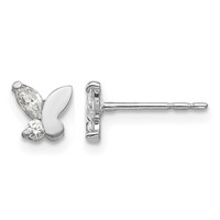 14K White Gold Madi K CZ Butterfly Post Earrings view 1