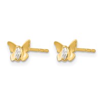 14K Yellow Gold Madi K CZ Butterfly Post Earrings view 2