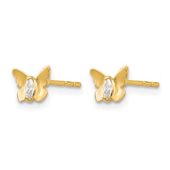 14k Madi K CZ Butterfly Childrens Post Earrings