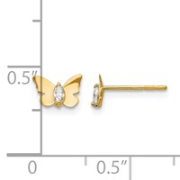 14K Yellow Gold Madi K CZ Butterfly Post Earrings view 4