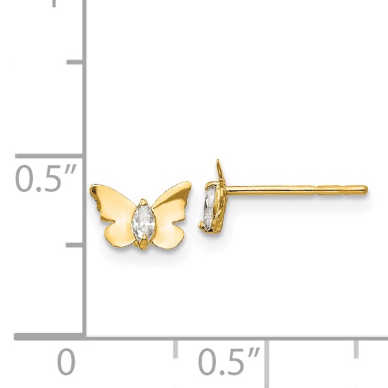 14k Madi K CZ Butterfly Childrens Post Earrings
