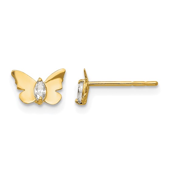 14k Madi K CZ Butterfly Childrens Post Earrings
