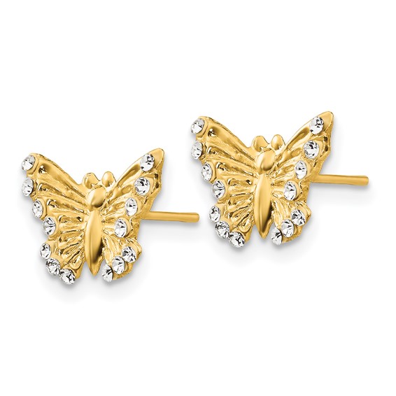 14k Madi K CZ Butterfly Childrens Post Earrings