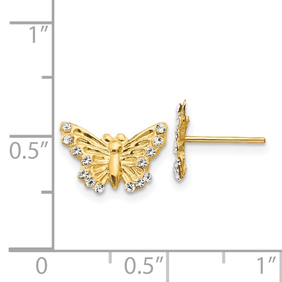 14k Madi K CZ Butterfly Childrens Post Earrings