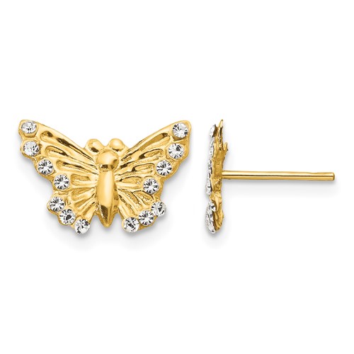 14K Yellow Gold Madi K CZ Butterfly Post Earrings