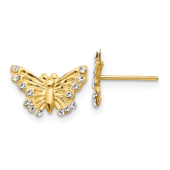 14k Madi K CZ Butterfly Childrens Post Earrings