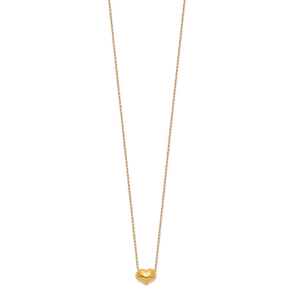 14k Madi K Small Hollow Heart w/ Chain and 1in ext. Necklace (GK623)