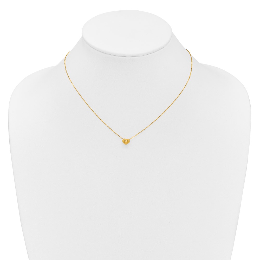 14k Madi K Small Hollow Heart w/ Chain and 1in ext. Necklace (GK623)
