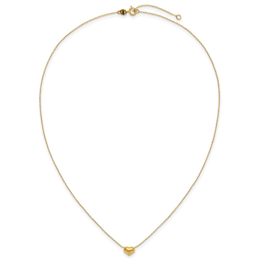 14k Madi K Small Hollow Heart w/ Chain and 1in ext. Necklace (GK623)