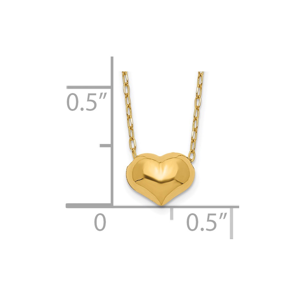 14k Madi K Small Hollow Heart w/ Chain and 1in ext. Necklace (GK623)