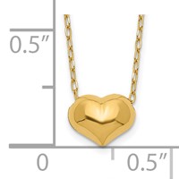 14K Yellow Gold Madi K Small Hollow Heart Necklace with 1 Inch Extender, 17" view 3